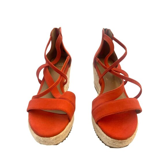 Eileen Fisher Wanda Espadrille Red Sandal Platform Wedge Shoes Size 6 NEW - Picture 2 of 6